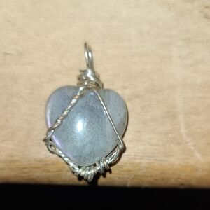 Silver Heart Pendant-Labradorite